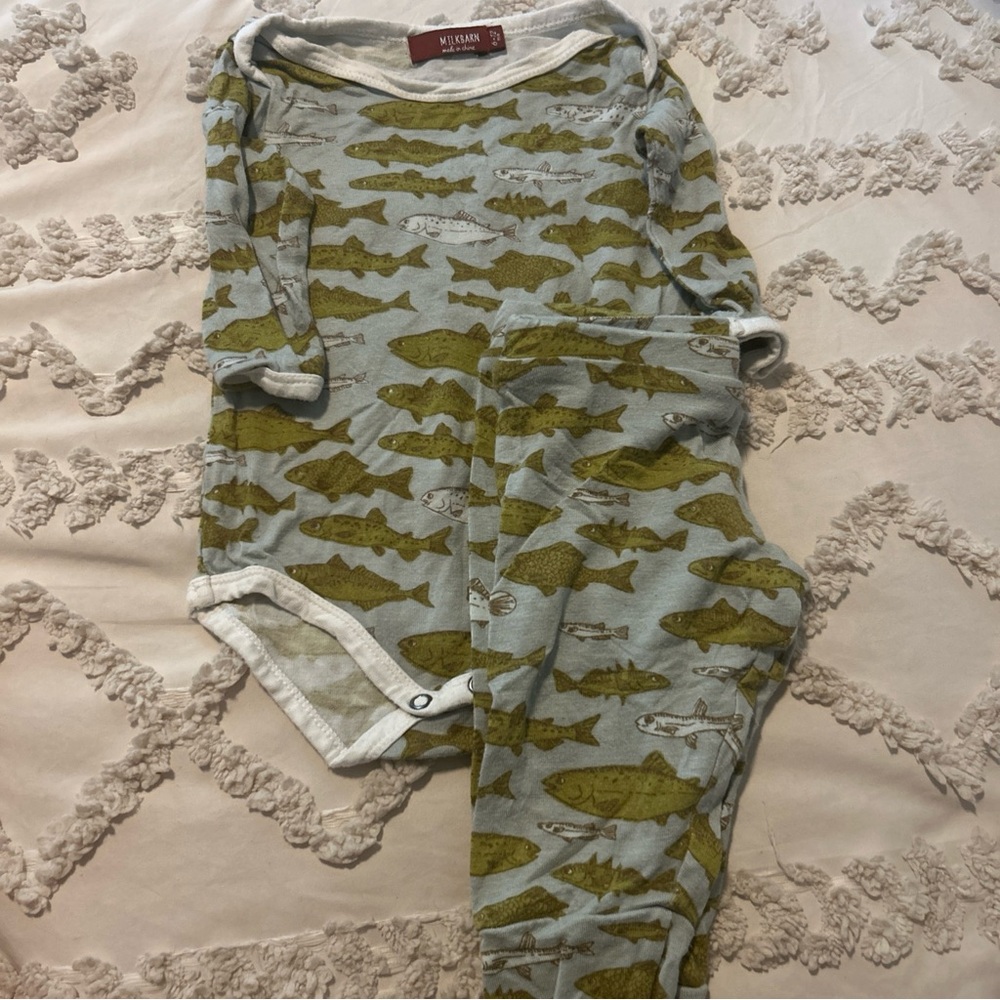 Milkbarn Kids Fish Print Matching Set